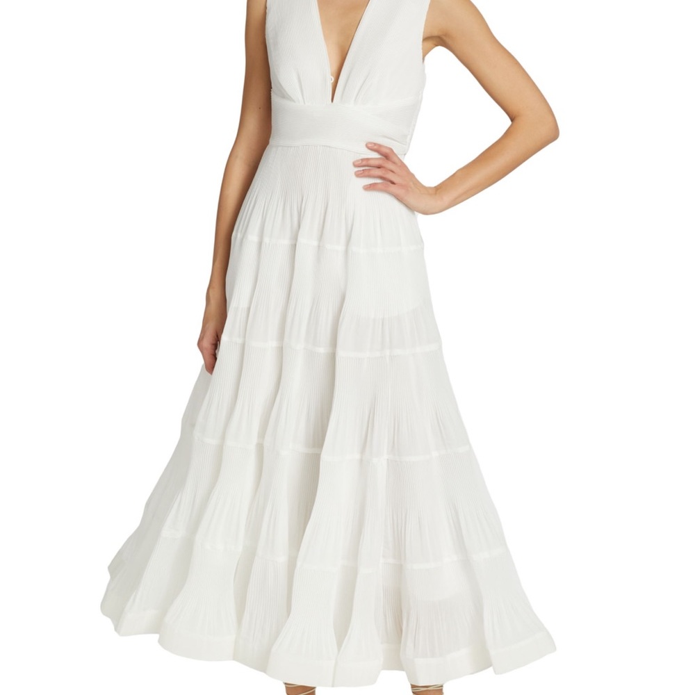 Zimmerman Postcard Tiered Pleated Midi-Dress